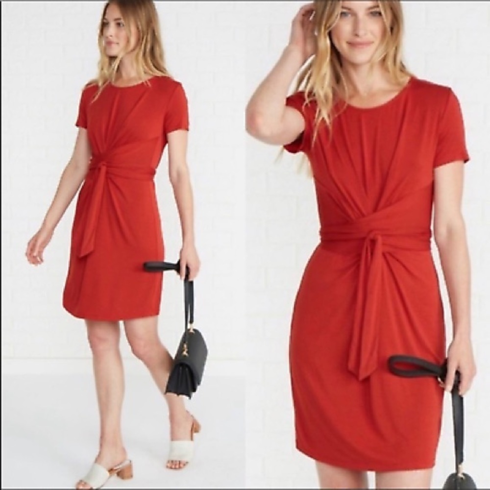 Red modal dress with wrap detail